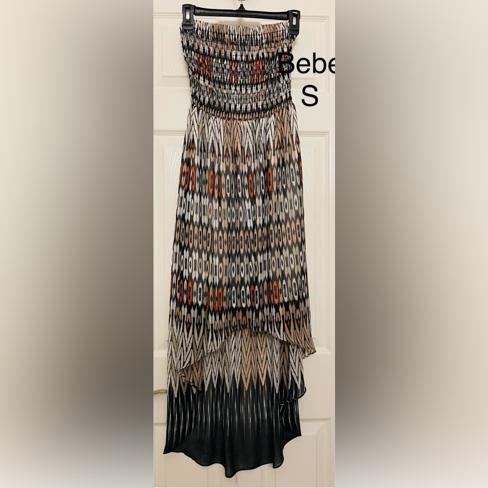 Bebe high low strapless dress